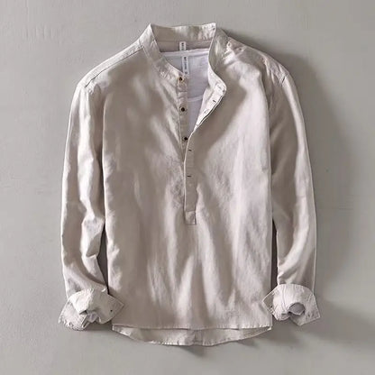 Linen Stand Collar Shirt