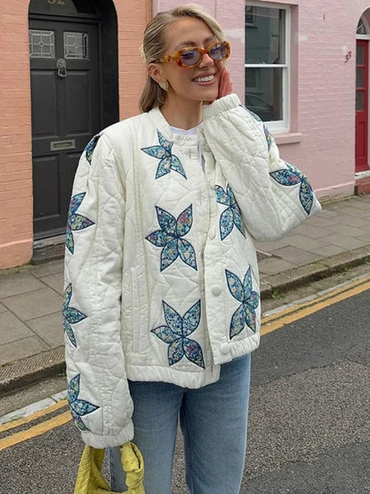BloomNest Quilted Bomber Jacket