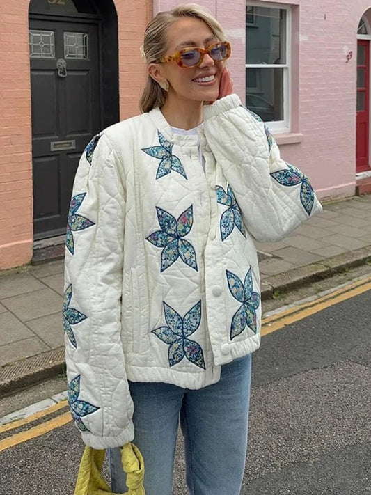 BloomNest Quilted Bomber Jacket