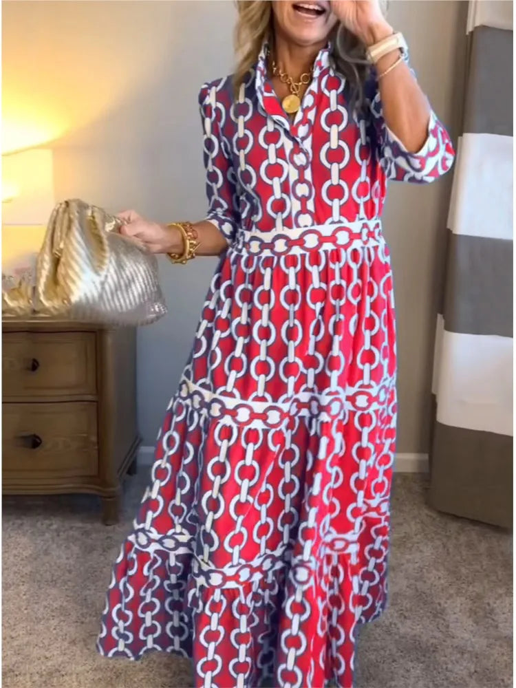 Geometric Print Maxi Dress