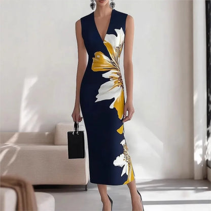 Tropical Muse V-Neck Maxi Dress