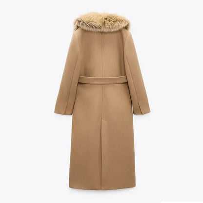 Fur Lapel Wool Overcoat