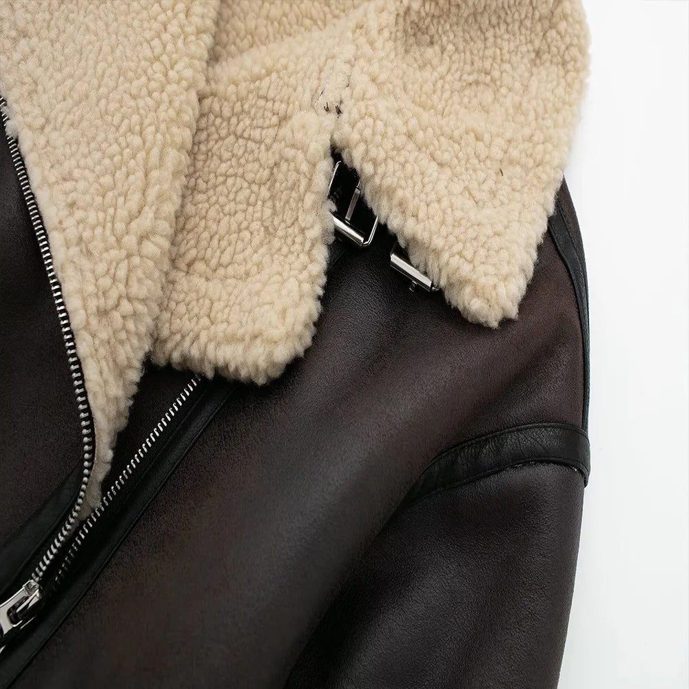 FurEdge Moto Style Faux Fur Jacket