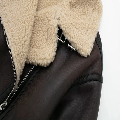 FurEdge Moto Style Faux Fur Jacket