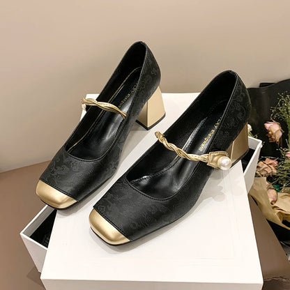 Elegant Charm Block Heel Pumps