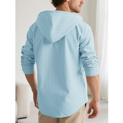 Striped Hooded Linen Shirt