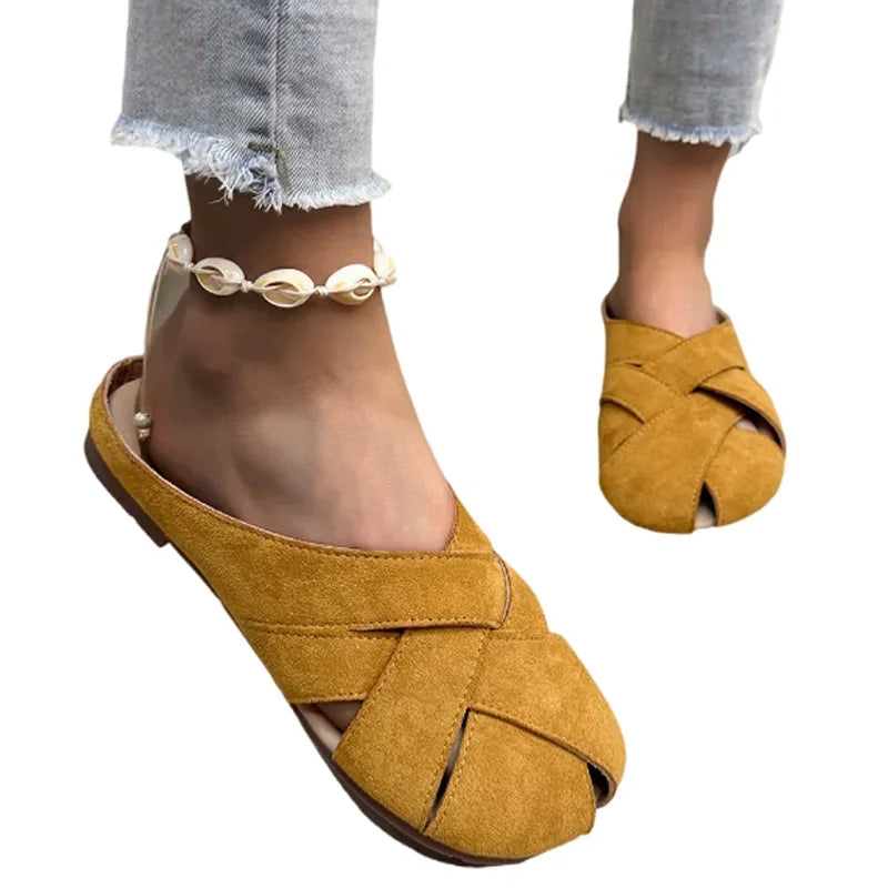 Retro Crossover Flat Mules for Women
