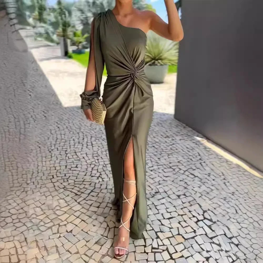 Elegant One-Shoulder Party Maxi
