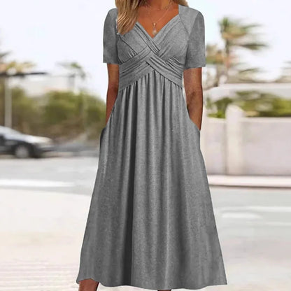 Fashion V Neck Elegant Casual Holiday Beach Dresses