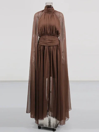 Midnight Metal Elegance Maxi Dress