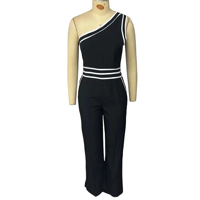 Casual One-Shoulder Sleeveless Jumpsuit