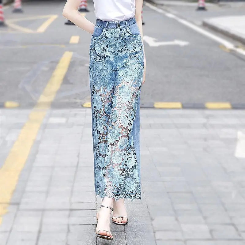 Retro Lace Patchwork Jeans