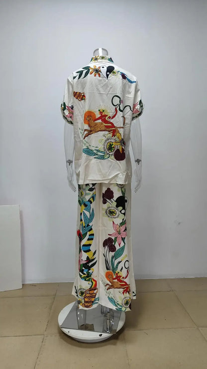 Vibrant Colorblock Wide-Leg Two-Piece Set