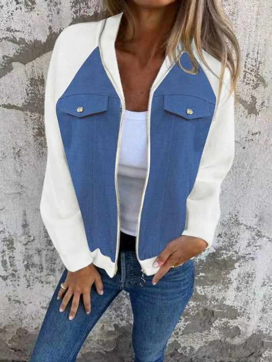 Women’s Color-Block Patchwork Denim Jacket