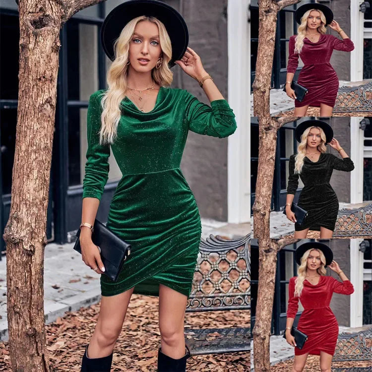 Fashionable Velvet Mini Dress