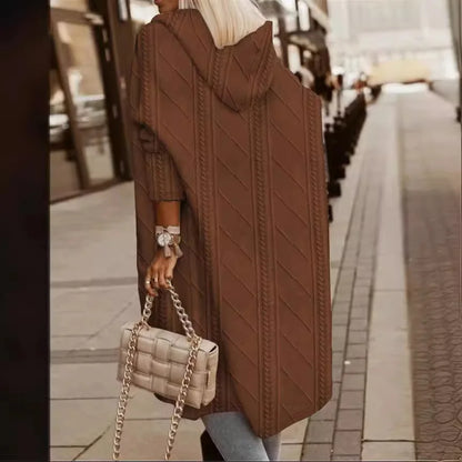 Cable Knit Hooded Windbreaker Coat