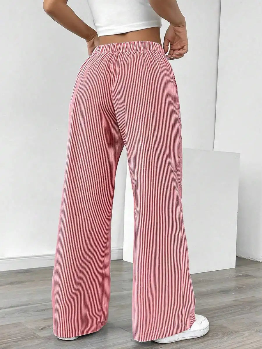 Striped Wide Leg High Waist Pants