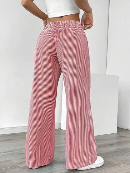 Striped Wide Leg High Waist Pants