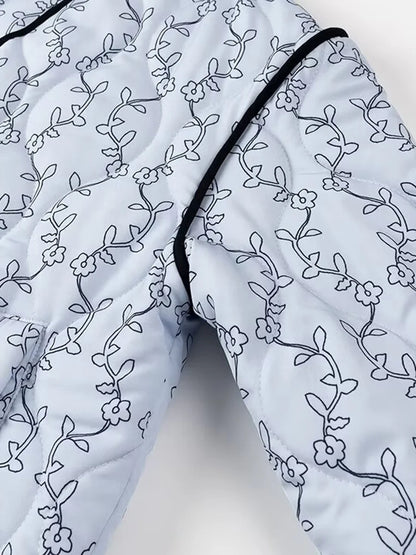 BloomGuard Floral Puffer Button Jacket