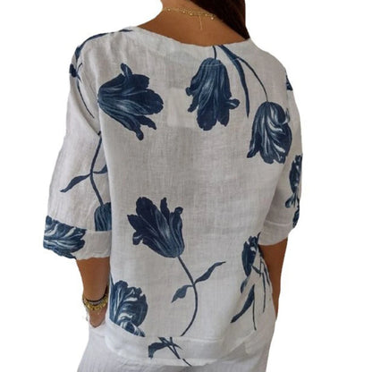 Meadow Breeze Cotton Linen Blouse