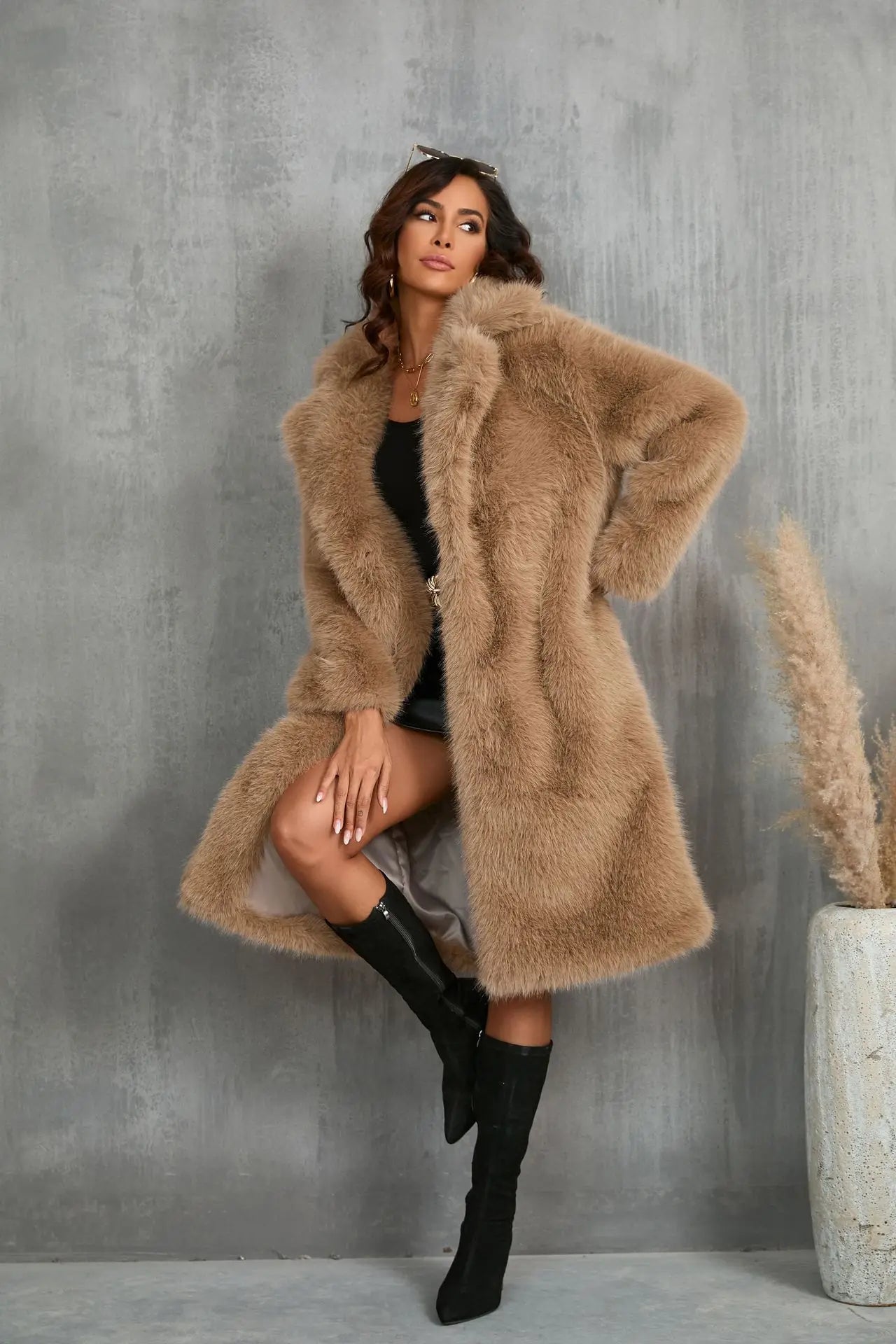 Velvet Whisper Faux Fur Coat