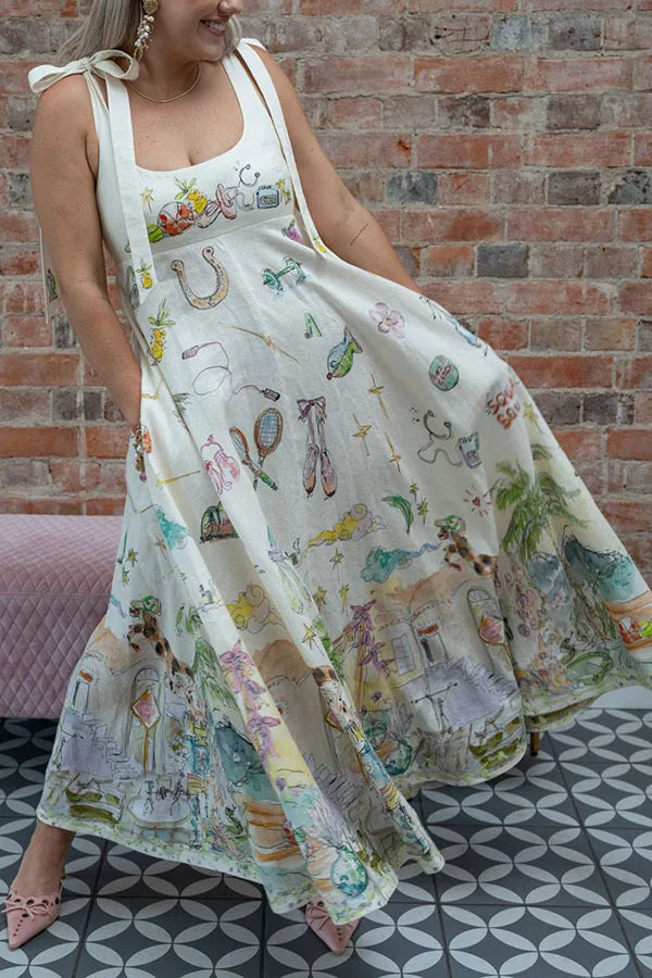 Floral Whisper Lace-Up Summer Dress