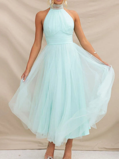 Chiffon Halter Neck Dress