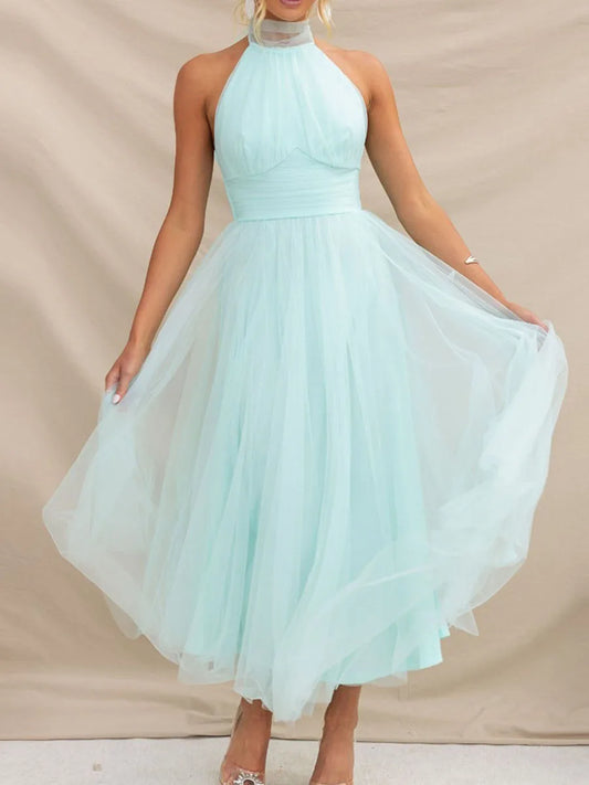 Chiffon Halter Neck Dress