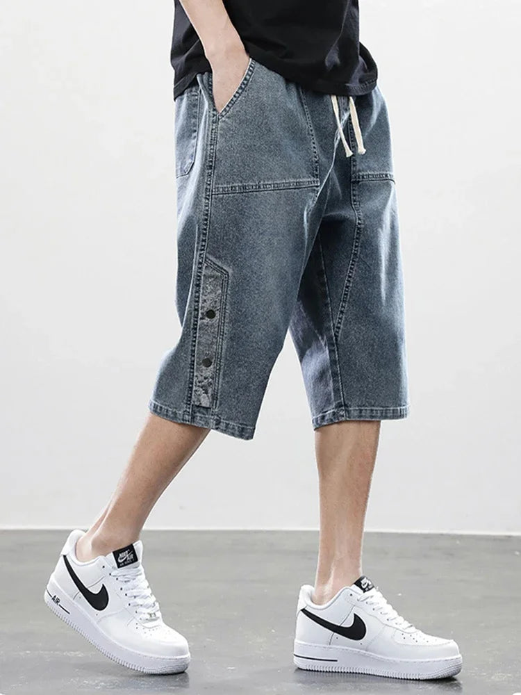 Men’s Washed Denim Capri Shorts