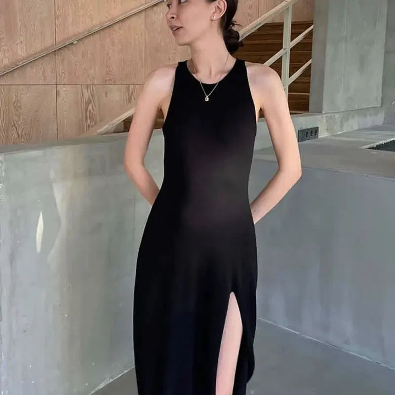 SculptKnit Sleeveless Split Midi Dress