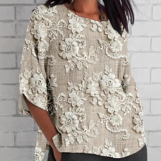 Radiant Elegance V-Neck Blossom Top