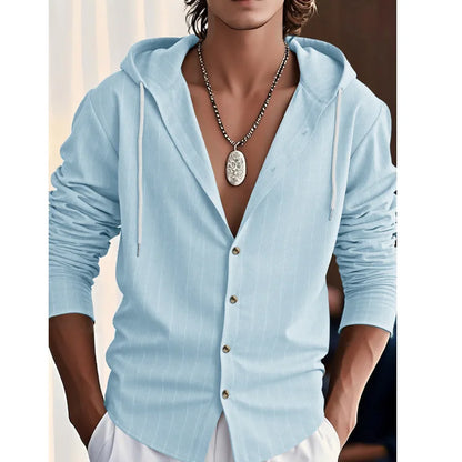 Striped Hooded Linen Shirt