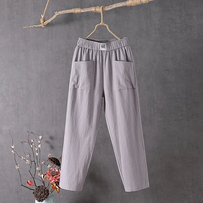 Casual Cotton-Linen Harem Pants