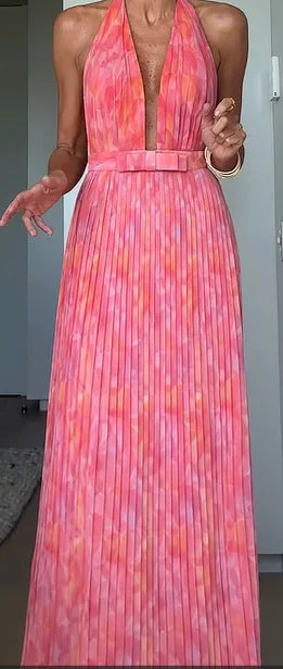 Elegant Deep V Backless Evening Dress