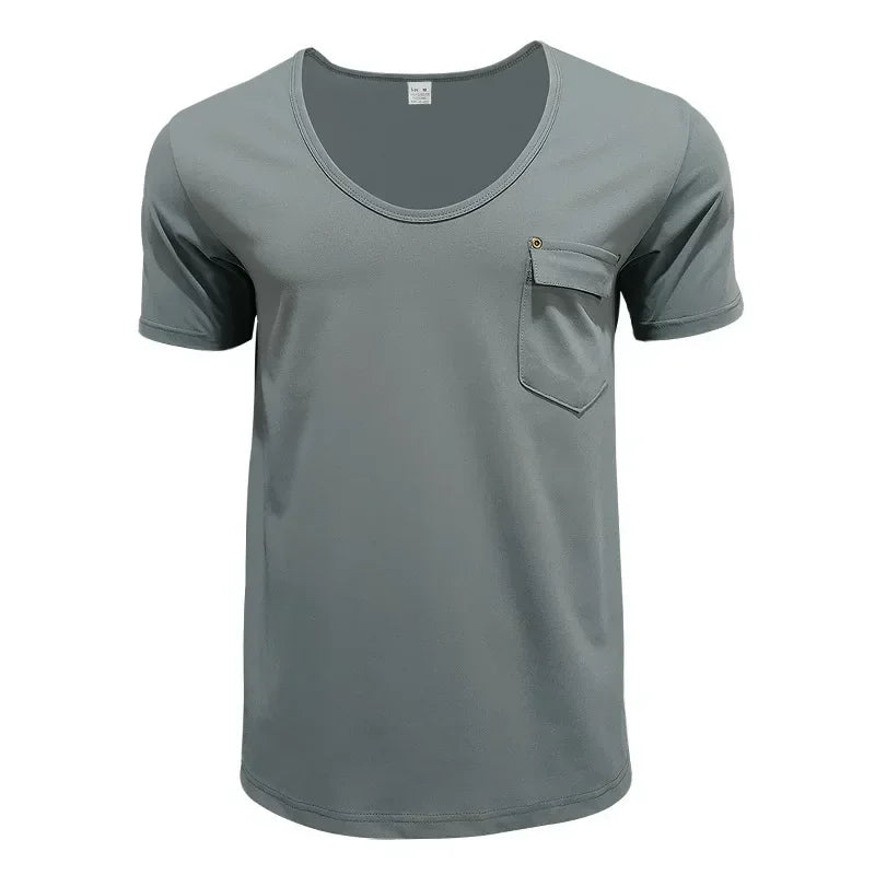 Men’s U-Neck Solid Casual T-Shirt