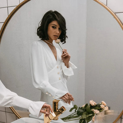 Sophisticated Slim V Neck Chiffon Dress