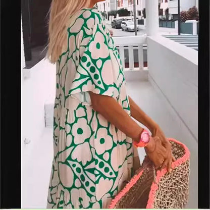 Sunlit Bloom Deep V Maxi Dress