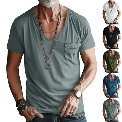 Men’s U-Neck Solid Casual T-Shirt