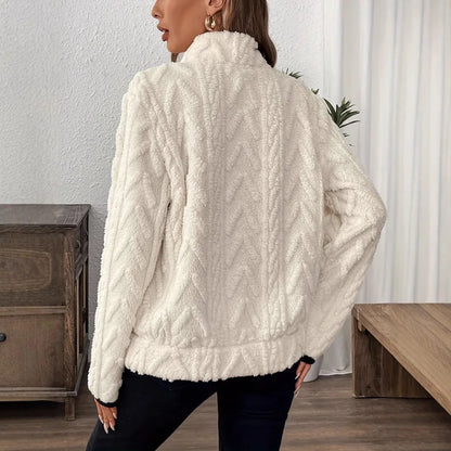 Wool Blend Patchwork Zip Hoodie