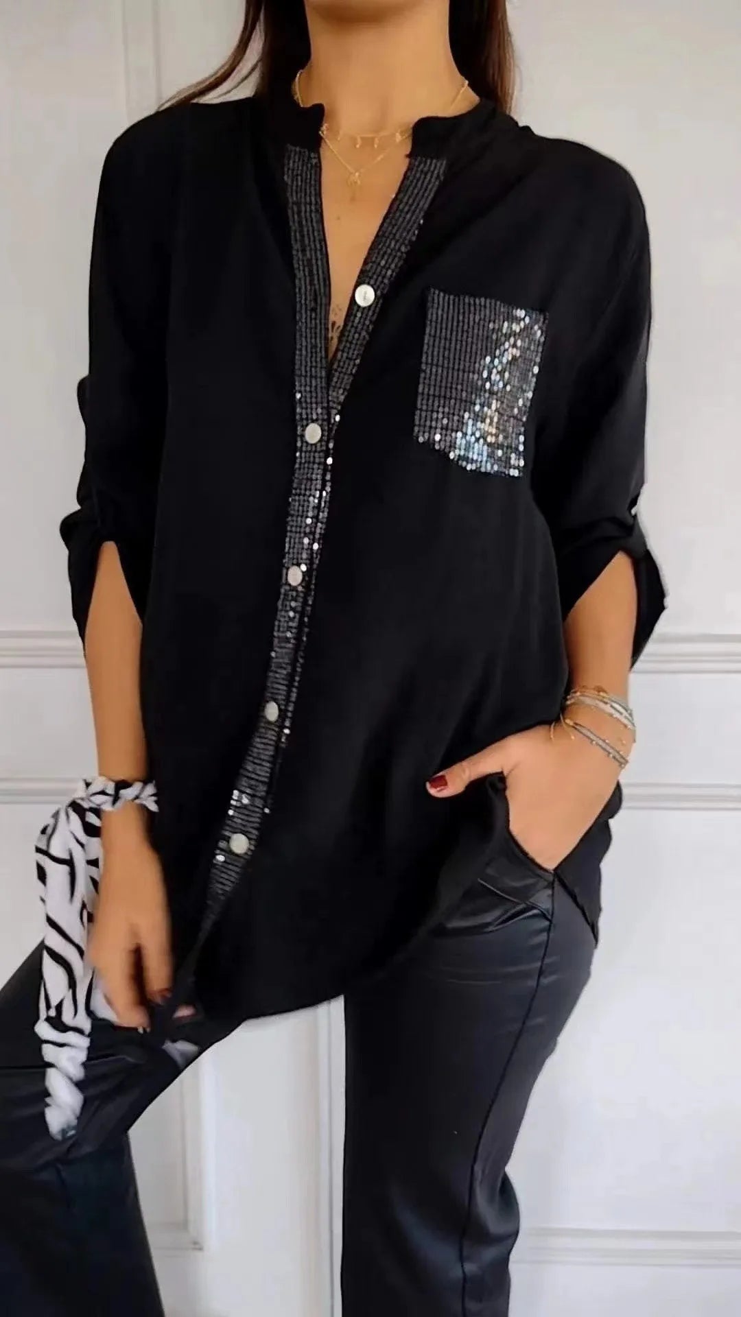 Sequin Beaded Vintage Shirt