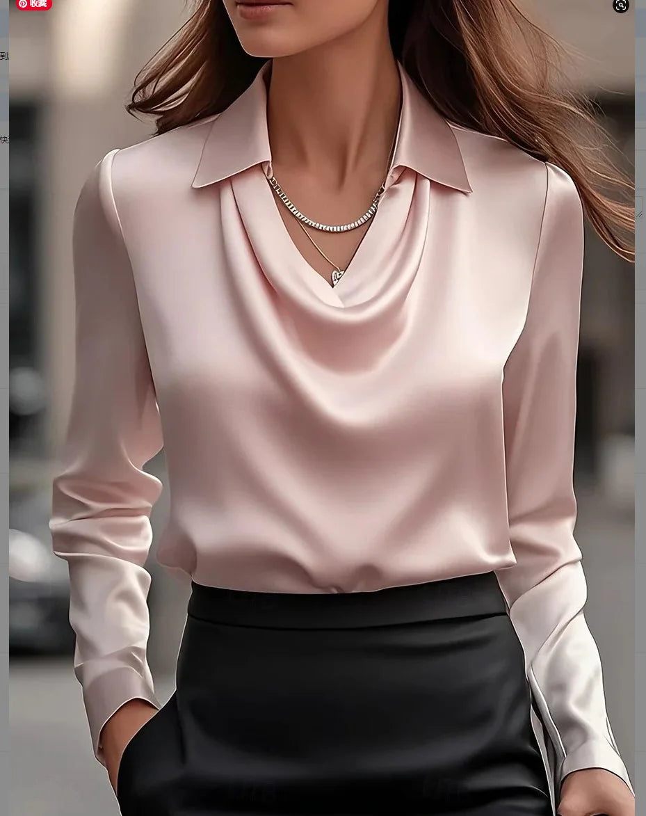 Vintage Satin Long-Sleeve Blouse