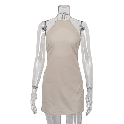 LuxeBack Off-Shoulder Halterneck Dress