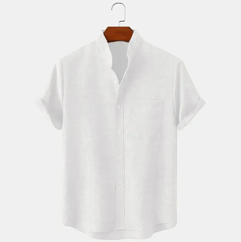 Linen-Blend Casual Lapel Shirt