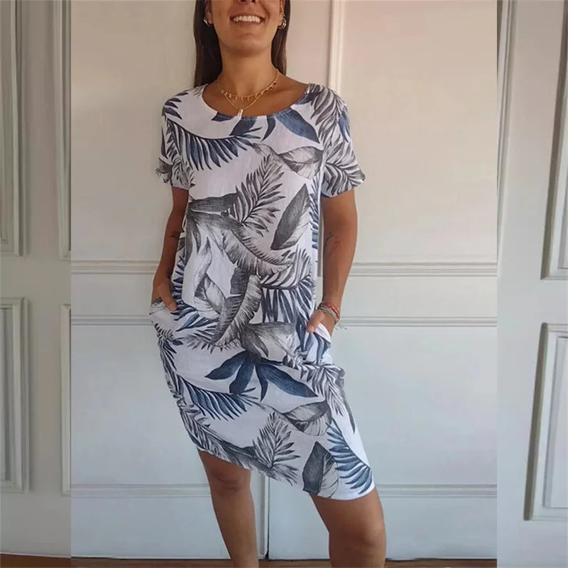 Effortless Printed Knee-Length Dress