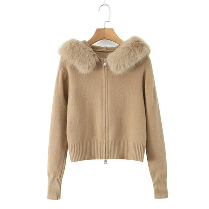 Women’s Faux Fur Zip Cardigan