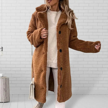 Long Plush Windproof Trench Coat