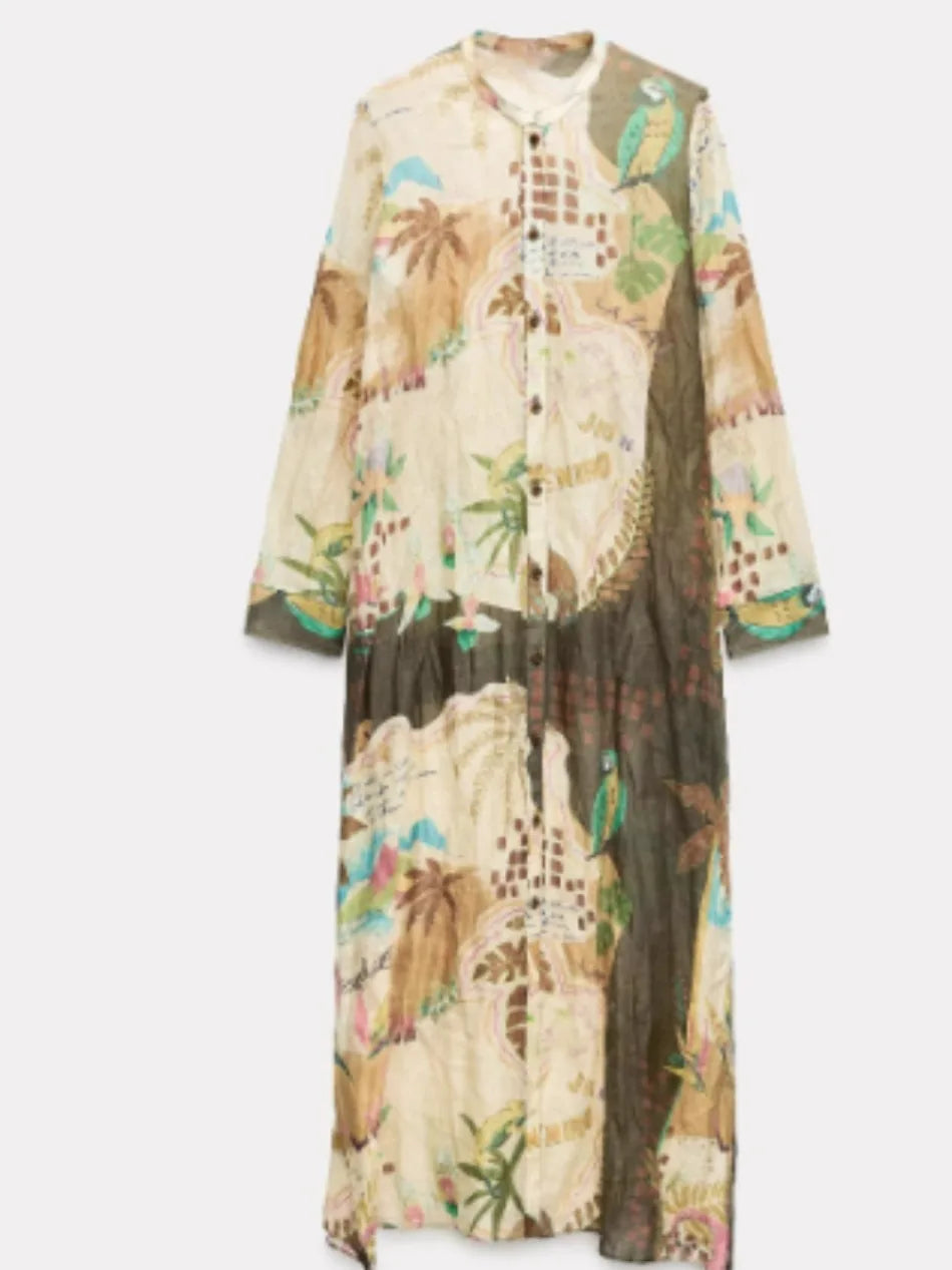 Breezy Bloom Printed Shirt Coat