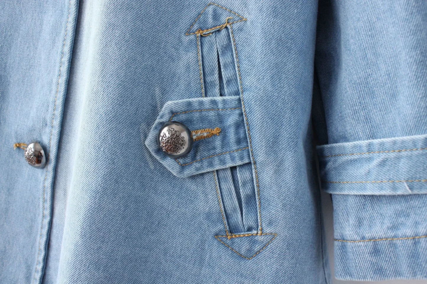 Cape Luxe Double-Breasted Denim Coat