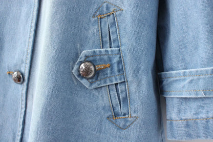 Cape Luxe Double-Breasted Denim Coat