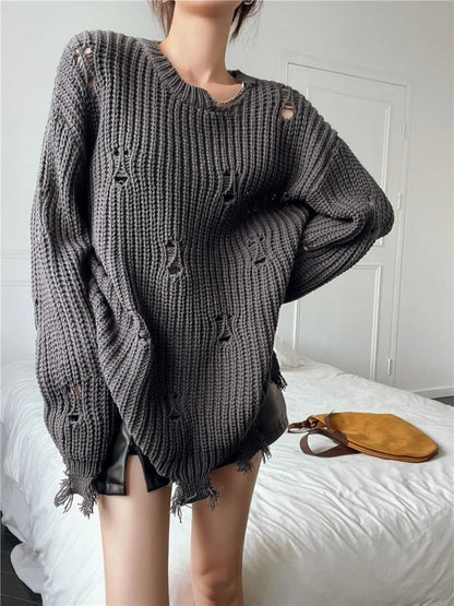 Grunge Knit Distressed Loose Pullover